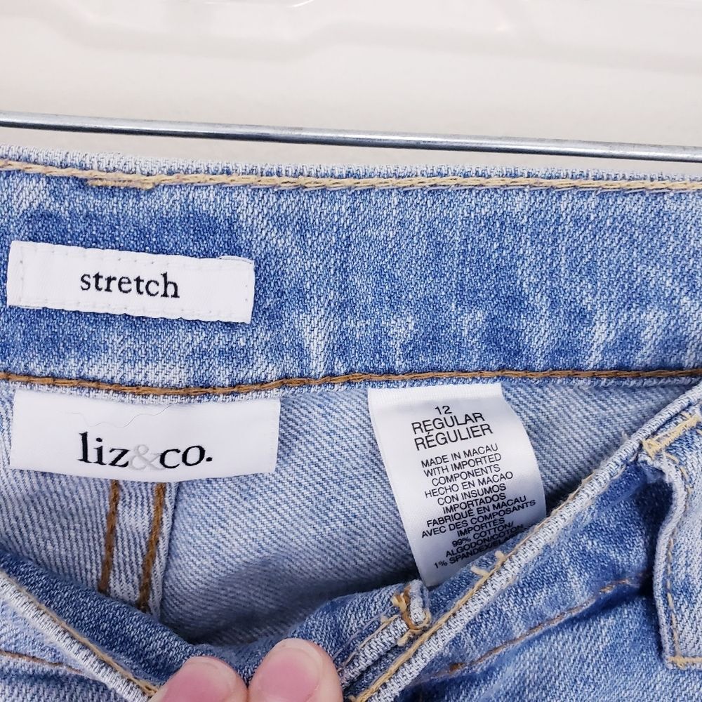 Liz & Co Blue Jeans Straight Leg High Rise Mom Jean Vintage Size 12 Regular - Picture 4 of 7